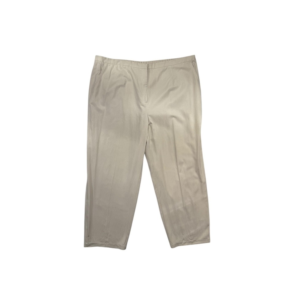 Eileen Fisher Woman Beige Silk/Cotton Blend Cropped Pants Elastic Chic Waist 3X